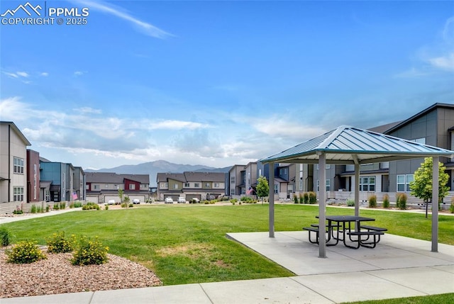 1608 Rose Quartz Hts, Colorado Springs, CO 80908 - view of property's community featuring a residential view, a gazebo, a yard, and a mountain view