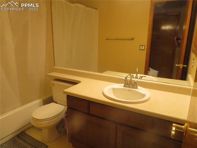 8450 Winncrest Ln, Colorado Springs, CO 80920 - bathroom with vanity, shower / tub combo, and tile patterned flooring