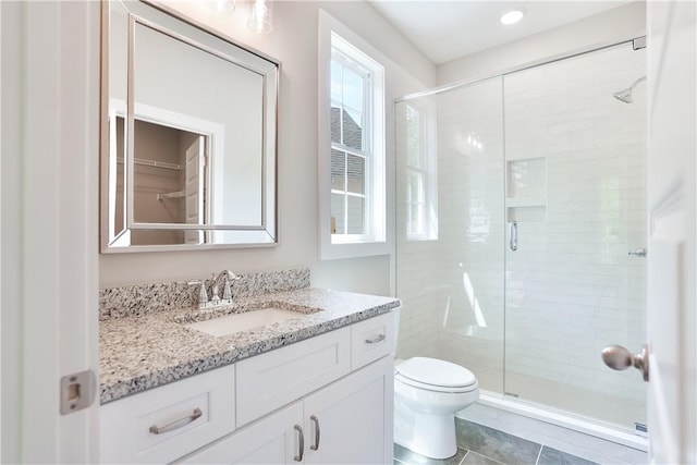 100 Hunters Way, Opelika, AL 36801 - bathroom with vanity, a stall shower, and tile patterned flooring