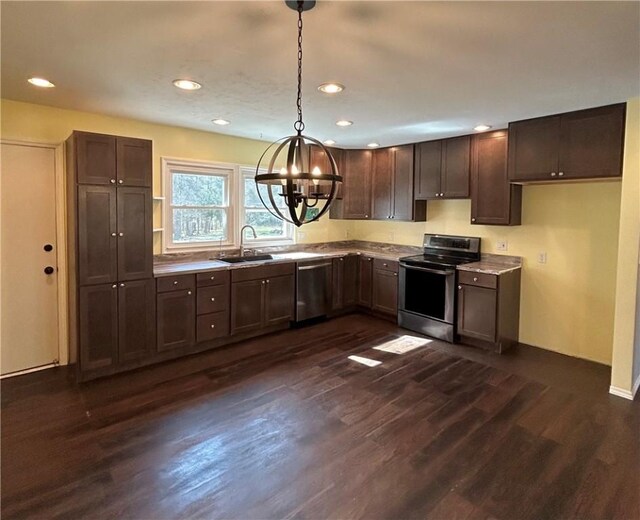 details featuring dark brown cabinetry, dishwasher, and sink