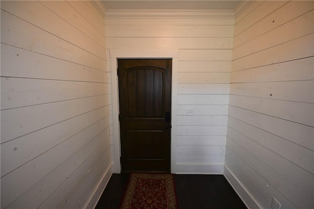 221 Westover St, Auburn, AL 36830 - doorway to outside featuring wood walls and crown molding