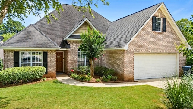 2260 Core Dr, Auburn, AL 36830 - view of front of house with brick siding, an attached garage, driveway, and a front lawn