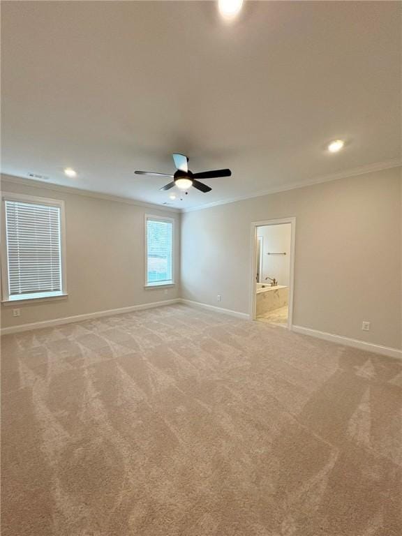 1649 James Burt Pkwy, Auburn, AL 36830 - unfurnished room featuring ornamental molding, baseboards, light carpet, recessed lighting, and a ceiling fan