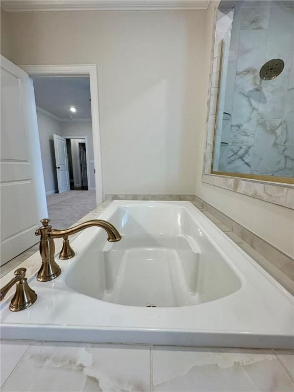 1649 James Burt Pkwy, Auburn, AL 36830 - bathroom with ornamental molding and a bath