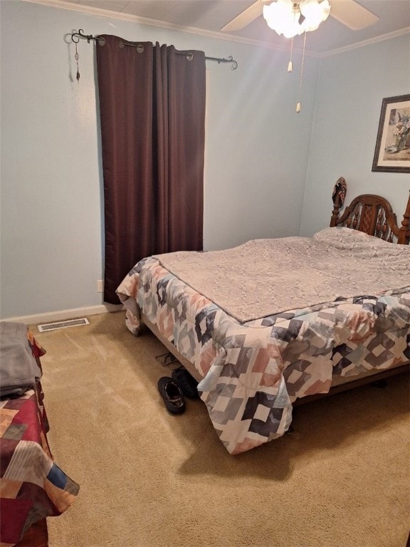 1701 53rd St, Valley, AL 36854 - carpeted bedroom featuring ornamental molding and a ceiling fan