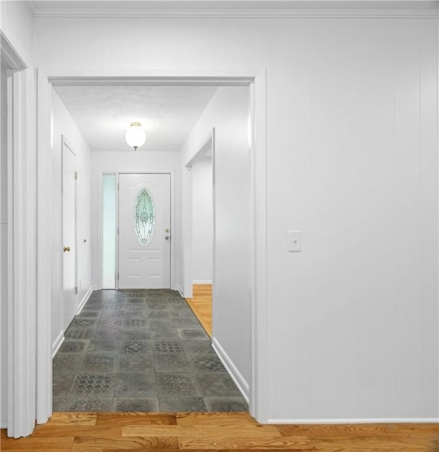 interior space with dark hardwood / wood-style flooring