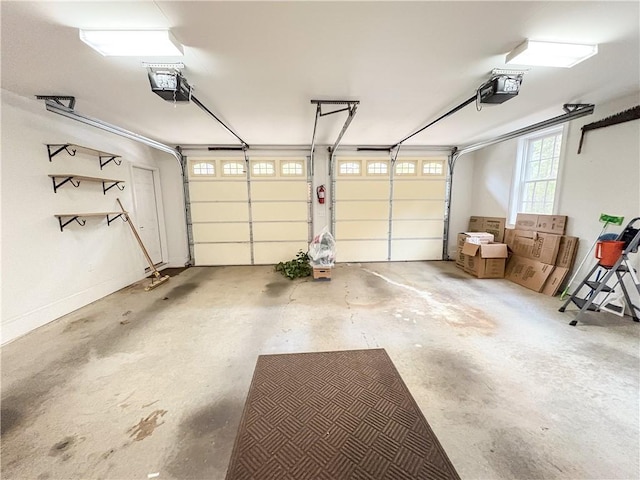 garage with a garage door opener