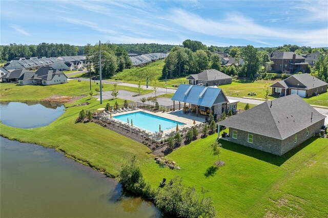 2402 Furlong Trl, Auburn, AL 36830 - aerial view of residential area with a pool area and a nearby body of water