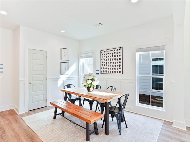 dining room featuring light wood-type flooring