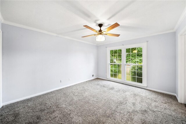 2 Lakewood Cir, Phenix City, AL 36867 - carpeted spare room with a ceiling fan and crown molding