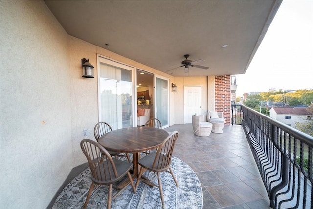 balcony with ceiling fan