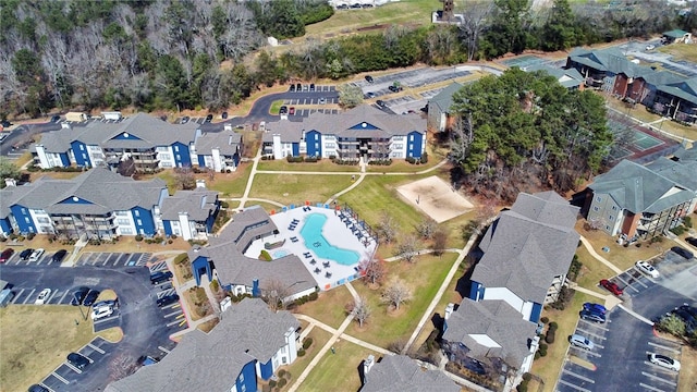 drone / aerial view with a residential view