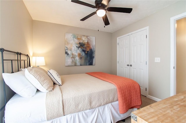 303 N Ross Ave Unit 215, Auburn, AL 36830 - bedroom featuring carpet, a closet, and a ceiling fan