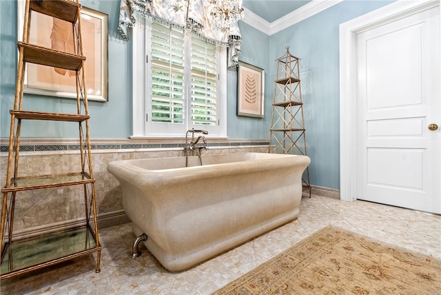 1601 Tanyard Rd, Lanett, AL 36863 - full bath with crown molding, a freestanding bath, and tile patterned floors