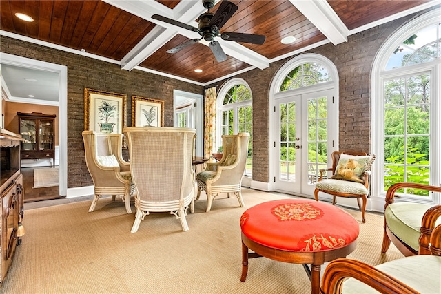 1601 Tanyard Rd, Lanett, AL 36863 - sunroom / solarium with french doors and beam ceiling