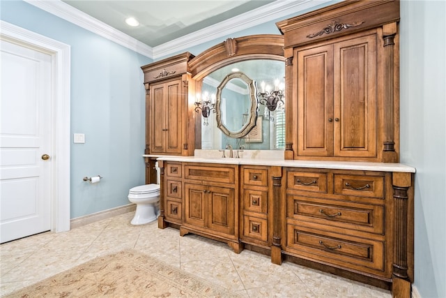 1601 Tanyard Rd, Lanett, AL 36863 - bathroom with vanity, crown molding, and recessed lighting