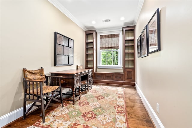 1601 Tanyard Rd, Lanett, AL 36863 - office featuring ornamental molding, wood finished floors, and recessed lighting