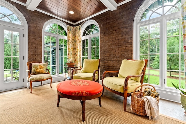 1601 Tanyard Rd, Lanett, AL 36863 - sunroom with french doors and beamed ceiling