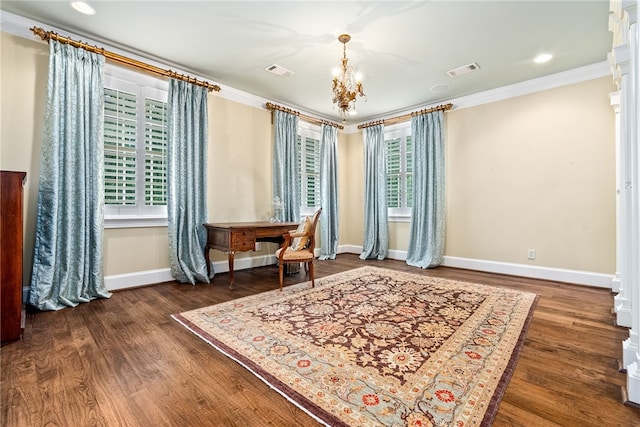 1601 Tanyard Rd, Lanett, AL 36863 - office space featuring ornamental molding, a chandelier, wood finished floors, and recessed lighting