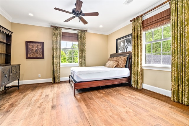 1601 Tanyard Rd, Lanett, AL 36863 - bedroom featuring crown molding, light wood-type flooring, recessed lighting, and ceiling fan