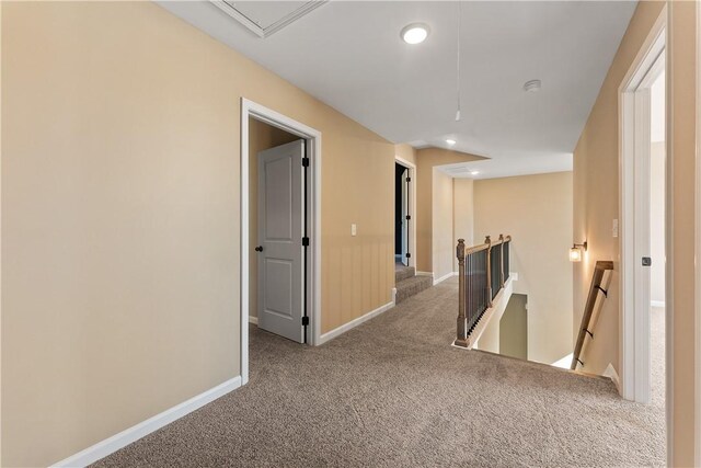 42 Lee Road 2234, Smiths Station, AL 36877 - hallway featuring an upstairs landing, attic access, carpet flooring, and recessed lighting