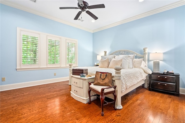 1794 Covington Rdg Unit 402, Auburn, AL 36830 - bedroom with crown molding, wood finished floors, recessed lighting, and ceiling fan