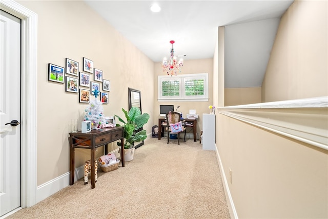 1794 Covington Rdg Unit 402, Auburn, AL 36830 - corridor with carpet, a chandelier, and recessed lighting