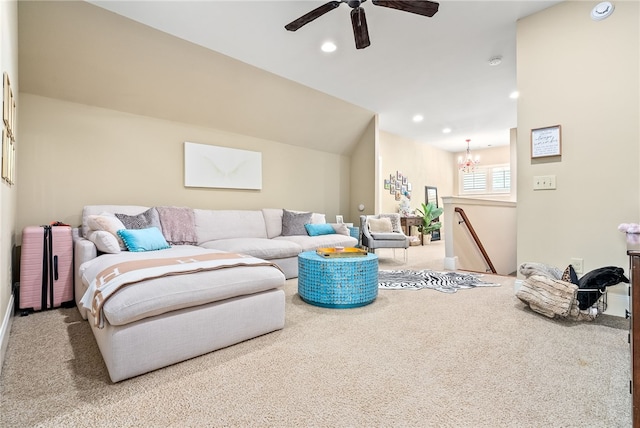1794 Covington Rdg Unit 402, Auburn, AL 36830 - living room with carpet, a ceiling fan, recessed lighting, and a chandelier