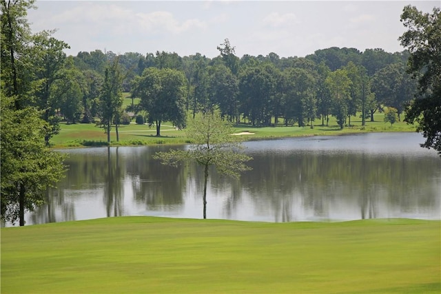 view of property's community featuring a water view and a yard