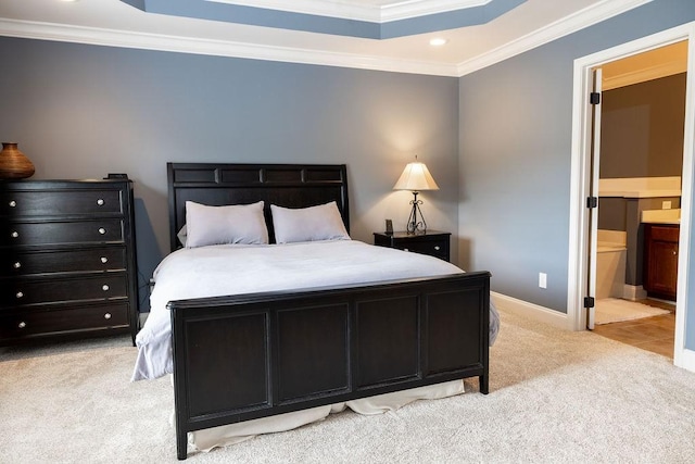 1986 Stephanie Ct Unit Lt64, Auburn, AL 36830 - bedroom featuring crown molding, light colored carpet, recessed lighting, and connected bathroom