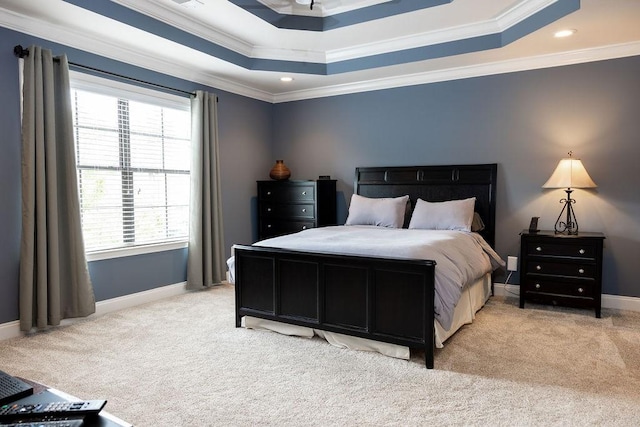 1986 Stephanie Ct Unit Lt64, Auburn, AL 36830 - bedroom with light carpet, crown molding, a raised ceiling, and recessed lighting