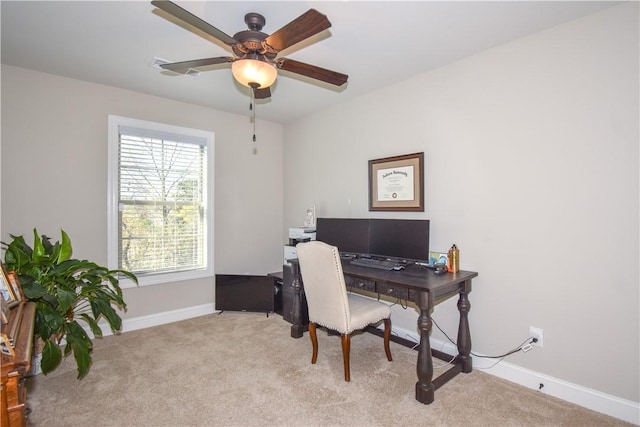 2046 Stephanie Ct, Auburn, AL 36830 - carpeted office with baseboards and a ceiling fan