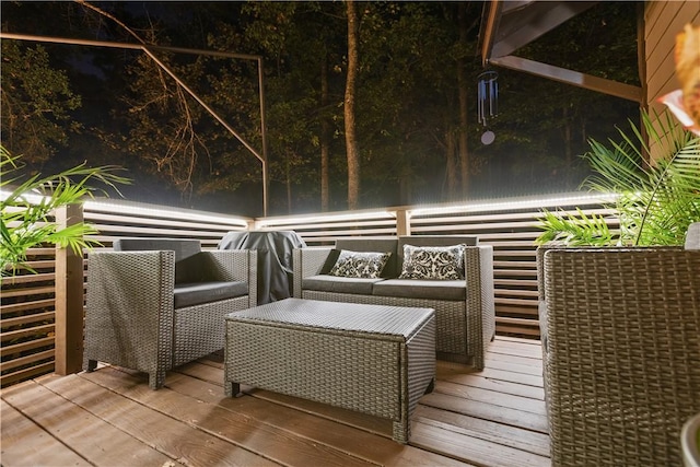 deck featuring an outdoor living space