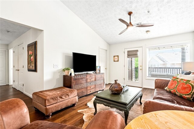 1114 S College St Unit 302, Auburn, AL 36830 - living room featuring baseboards, a ceiling fan, wood finished floors, and a textured ceiling
