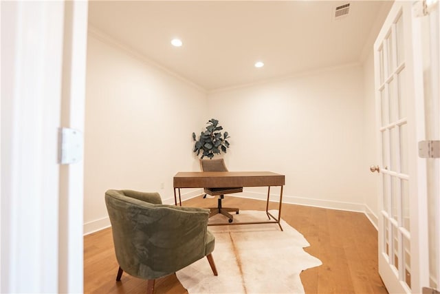 1534 Everly Dr, Opelika, AL 36801 - home office featuring ornamental molding, wood finished floors, and recessed lighting