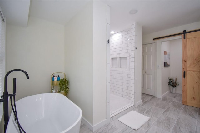 bathroom with sink and independent shower and bath