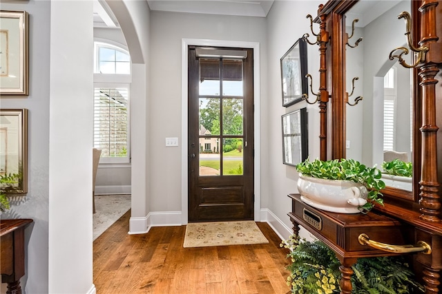 1843 Yarbrough Farms Blvd, Auburn, AL 36830 - entrance foyer featuring arched walkways, wood finished floors, and baseboards