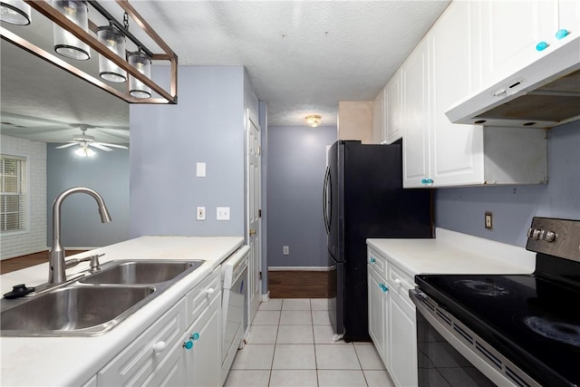 2428 E University Dr Unit 904, Auburn, AL 36830 - kitchen featuring electric stove, under cabinet range hood, a sink, white dishwasher, and white cabinets