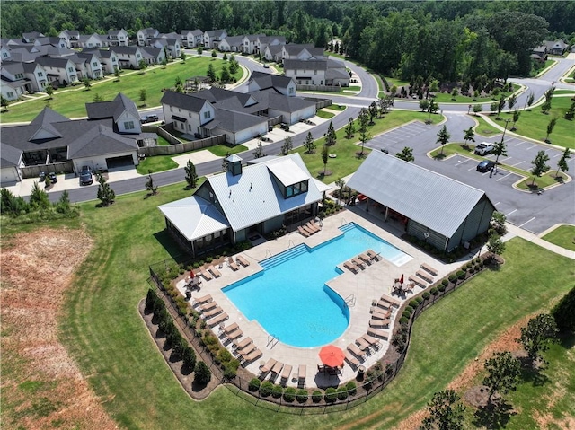 574 Grey Oak Cir, Auburn, AL 36830 - aerial perspective of suburban area with a pool