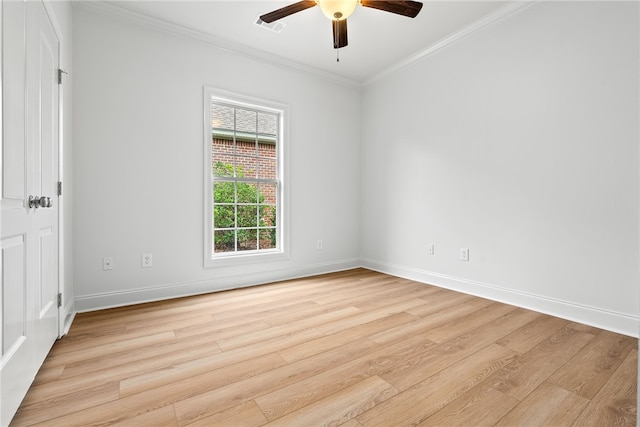 1756 Vfw Rd, Auburn, AL 36832 - empty room with light wood-style floors, ceiling fan, and ornamental molding