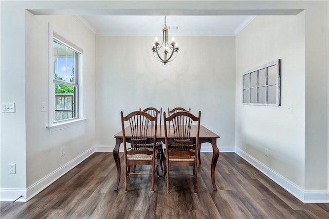 564 Grey Oak Cir, Auburn, AL 36830 - dining space with a chandelier, dark wood-style floors, and ornamental molding