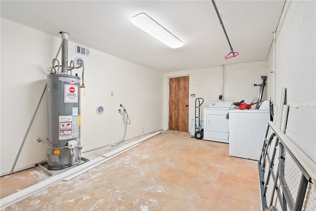 interior space featuring washer and dryer and gas water heater