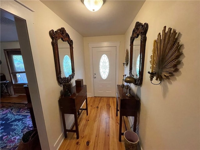 entrance foyer with light hardwood / wood-style flooring