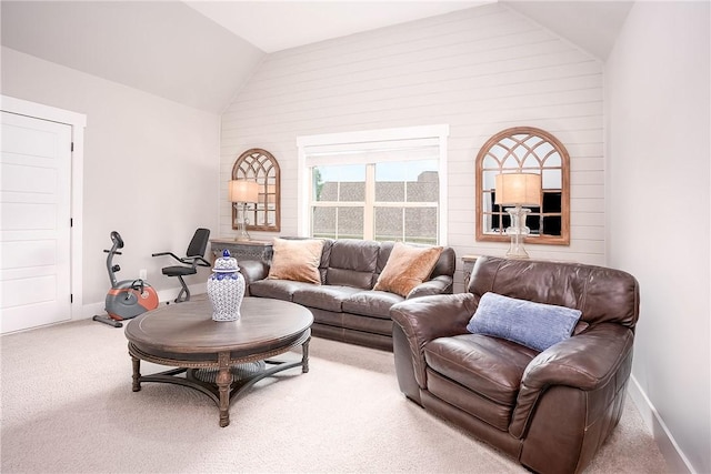 2131 Preserve Dr, Auburn, AL 36879 - living room featuring lofted ceiling, baseboards, and carpet flooring