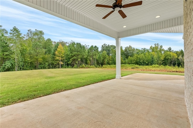 view of patio with a ceiling fan