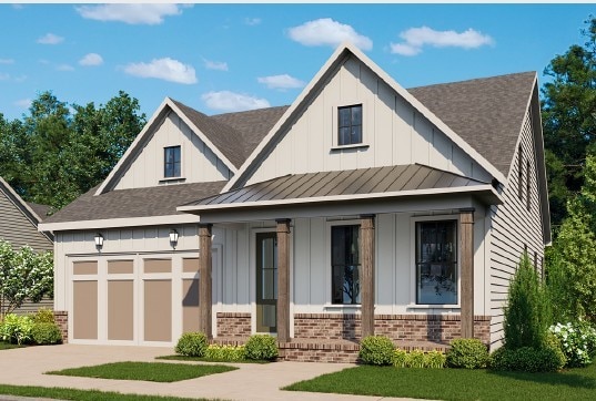 524 Thorpe St, Auburn, AL 36830 - view of front facade featuring brick siding, board and batten siding, and a porch