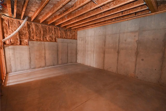 view of unfinished basement