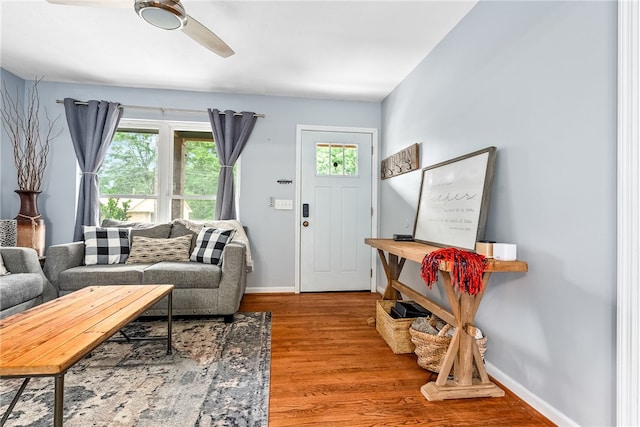608 Edgewood Dr, Auburn, AL 36830 - living room with healthy amount of natural light, wood finished floors, and a ceiling fan