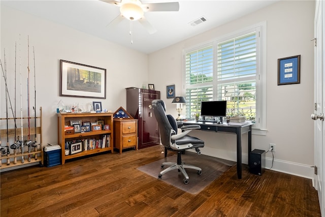554 Arbor Dr, Auburn, AL 36830 - office space with wood finished floors and a ceiling fan