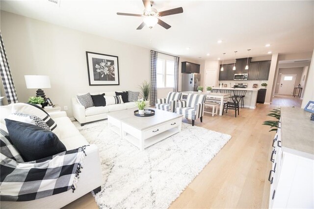 361 Lee Rd Unit 2232, Lot20, Cusseta, AL 36852 - living room with a ceiling fan, recessed lighting, and light wood-style flooring